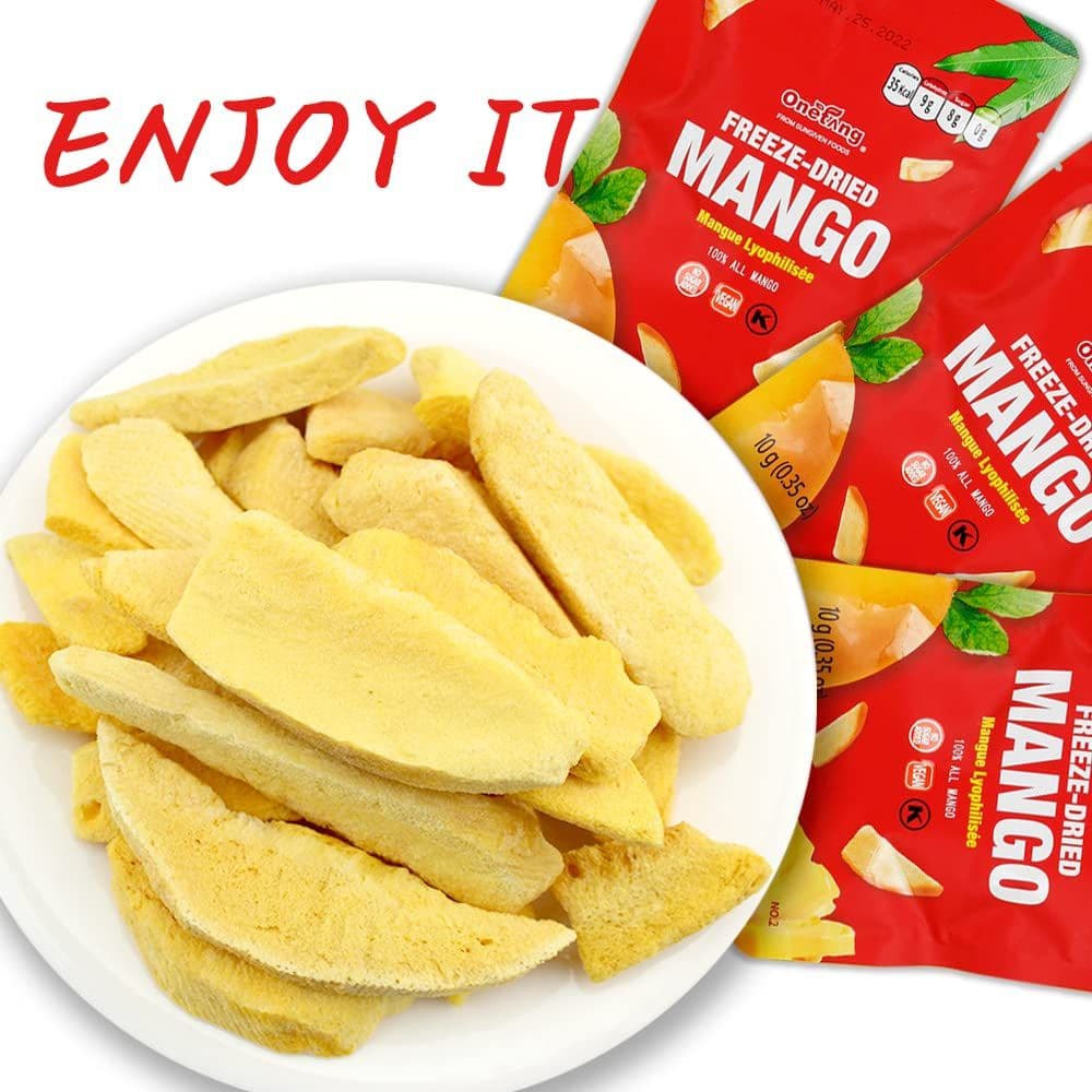 ONETANG FreezeDried Fruit Mango Chips 10 Pack SingleServe Pack Non GMO Kosher No Add Sugar Gluten free Vegan Holiday Gifts Healthy Snack 035 Ounce