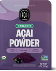 FGO Organic ACAI Powder (Freeze-Dried), 100% Raw Superfood Berry from Brazil, 4oz, Packaging May Vary (Pack of 1)