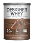 Designer Wellness Designer Whey Natural 100% Whey Protein Powder with Probiotics , Fiber, and Key B-Vitamins for Energy, Gluten-free, Non-GMO, Gourmet Chocolate 12 oz