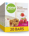 ZonePerfect Protein Bars 14g Protein 18 Vitamins  Minerals Nutritious Snack Bar Strawberry Yogurt 20 Bars