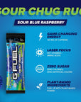 G Fuel FaZe Rug Energy Powder Packets Sugar Free Clean Caffeine Focus Supplement Water Mix Sour Blue Raspberry Flavor Focus Amino Vitamin  Antioxidants Blend  6 Stick Pack 025 oz