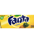 Fanta Fruit Flavored Soft Drink  Pineapple Orange Strawberry and Grape Flavors  Bundled by Louisiana Pantry Pineapple 12 Pack