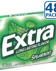 EXTRA Chewing Gum Spearmint Sugar Free Chewing Gum 8 ct box pack of 6 total 48 count