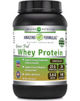 Amazing Formulas Grass FED Whey Protein (Non-GMO, Gluten Free) -Made with Natural Sweetener and Flavor - rBGH & RBST Free -Supports Energy Production & Muscle Growth (Chocolate, 2 Lb)