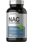 NAC N-Acetyl Cysteine Supplement 1200mg | 250 Capsules | with Natural Peppermint | Non-GMO, Gluten Free | by Horbaach