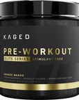 Kaged Pre Workout Powder Pre-Workout Elite Stim-Free for Men & Women | Power, Stamina, Focus, Pumps | L-Citrulline, Beta Alanine, Creatine | Caffeine-Free | Orange Mango | 20 Servings