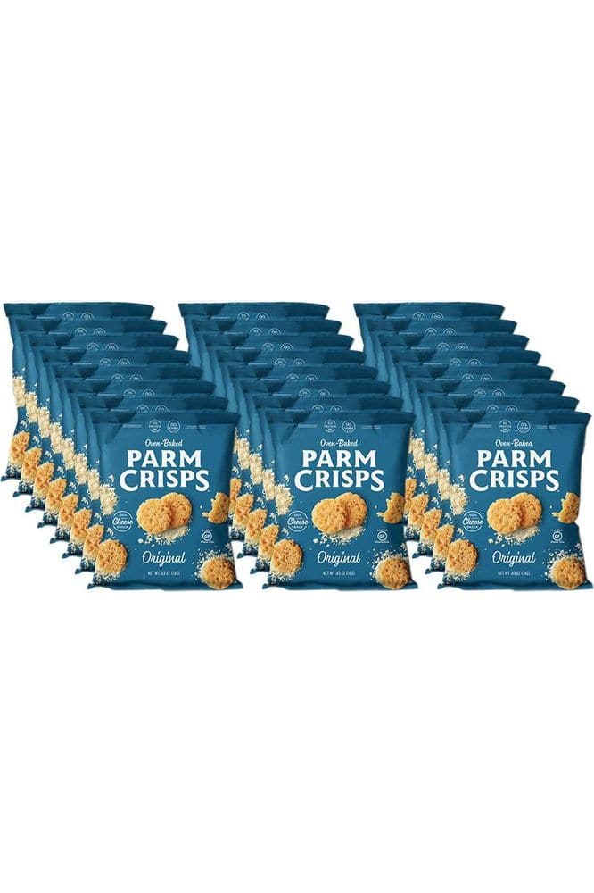 ParmCrisps - Original Cheese Parm Crisps, Made Simply with 100% REAL Parmesan Cheese, Made Simply with 100% REAL Cheese | Healthy Keto On-the-Go Snacks, Low Carb, High Protein, Gluten Free, Oven Baked, Keto-Friendly | 0.63oz (Pack of 24)