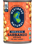 Westbrae Natural Organic Garbanzo Beans No Salt Added 15 Oz Pack of 12