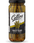 Collins Gourmet Pickled Green Beans for Cocktails  Premium Condiment Garnish for Cocktails Bloody Mary Condiments or Salads 12oz