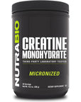 NutraBio Creatine Monohydrate Supplement, Unflavored, (300 g) - Supports Muscle Energy, Recovery, and Strength - HPLC Tested Pure Grade Creatine Supplement