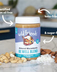 Wild Friends Foods Be Well Blend Almond Macadamia Nut Butter Blend - All Natural Simple Ingredient Spread - Gluten Free, Non-GMO, No Added Sugar, No Palm Oil or Preservatives - 16 oz Jars (Pack of 3)