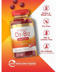 Carlyle Vitamin D3 + B12 Complex Gummies | 90 Count | Vegetarian, Non-GMO, and Gluten Free Formula | Natural Strawberry Flavor Supplement