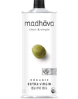 Madhava Organic Olive Oil, 1L Tin, 100% Pure, Single Source, Traceable, Cold Extracted, Non-Gmo, No Pesticides, Gluten Free, Vegan, Kosher, Extra Virgin, 33.8 Fl Oz