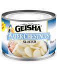 GEISHA Water Chestnuts Sliced 8OZ Pack of 12 Water Chestnuts  Kosher Certified  No Salt  Sugar added  Gluten FreeLess than 100 Calories per Container