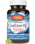 Carlson - Cod Liver Oil Minis, 280 mg Omega-3s + Vitamins A & D3, Heart Support & Cognitive Function, Vision Health, 250 Mini Soft Gels