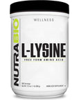 NutraBio L-Lysine Powder - Pure Grade Amino Acid - 500 Grams - Essential Amino Acid - Non-GMO - Gluten-Free - Vegan