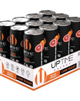 UPTIME  Blood Orange  Cane Sugar 12 Pack Premium Energy Drink 12oz Bottles Natural Caffeine Sparkling Natural Flavors