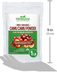 HerbaZest Camu Camu Powder Organic  1 Full LB  USDA Certified Vegan  Gluten Free Superfood  Perfect for Smoothies Juices  More