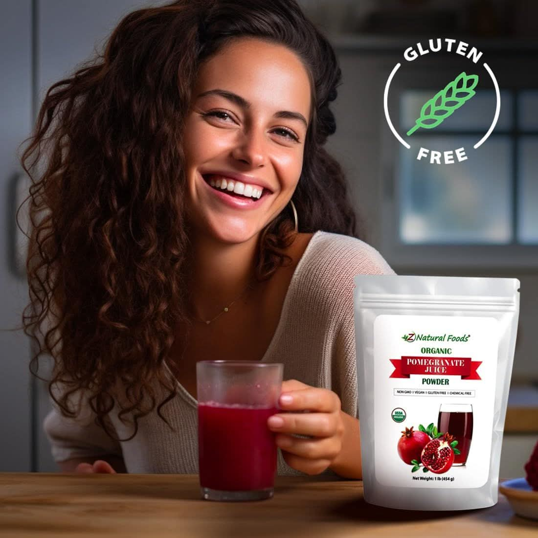 Z Natural Foods Organic Pomegranate Juice Powder NutrientPacked Powder Mix It Into Smoothies Tea Juice Yogurt and Recipes Raw Vegan NonGMO GlutenFree 1 lb