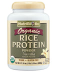 NutriBiotic Certified Organic Rice Protein Vanilla, 1 Lb. 5 Oz | Low Carbohydrate Vegan Protein Powder | Raw, Certified Kosher & Keto Friendly | Made without Chemicals, GMOs & Gluten | Easy to Digest