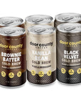 Door County Coffee Ready to Drink Canned Cold Brew Variety Pack  8oz  6 Pack  Cold Pressed Coffee 5 Calories Bold  Rich Flavorful 145mg Natural Caffeine