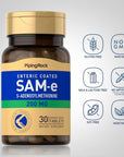 Piping Rock SAM-e 200mg | 30 Enteric Coated Tablets | S-AdenosylMethionine Supplement | Vegetarian, Non-GMO, Gluten Free