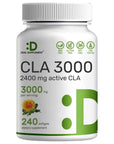 Ultra Strength CLA 3000mg | 240 Softgels, Active Conjugated Linoleic Acid from Non-GMO Safflower Oil, Non-Stimulating, Supports Weight Management | Lean Muscle Mass