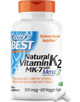 Doctor's Best Natural Vitamin K2 Mk-7 with MenaQ7, 100mcg Vitamin K2 Supplement Supports Bone Health, Non-GMO, 60 Veggie Capsules