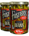 Fosters Pickled Green Beans Red Pepper 32oz 2 Pack  Pickled Green Beans in a Jar  Traditional Pickled Vegetables Recipe for 30 years  Gluten Free Spicy Pickled Green Beans No Preservatives