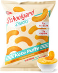 Schoolyard Snacks Low Carb Protein Puffs 12 Pack Cheddar Cheese Puffs  Keto Chips High Protein Snacks  Low Sugar and Calories Gluten  Grain Free