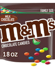 M&M'S Milk Chocolate Candy, Family Size, 18 oz Resealable Bulk Candy Bag