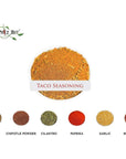 Organic Taco Seasoning Mix by Spice Hut, with Salt, Southwestern Mexican Seasoning for Cooking Carne Asada, Beef, Taco, Burrito / Especias Orgánicas Para Taco / All-Natural, Kosher, Vegan - 4oz Jar