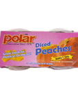 MW Polar Snack Cups 24 Cups of Diced Yellow Peaches in Light Syrup 12 Packs of 2Count 4 oz Convenient Snack Pack