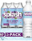 SPLASH Water Beverage with Natural Fruit Flavor Acai Grape Flavor Zero Sugar 169 Fl Oz  Pack of 12 2028 fl oz in total