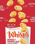 Whisps Cheese Crisps Asiago & Pepper Jack | Protein Chips | Healthy Snacks | Protein Snacks, Gluten Free, High Protein, Low Carb Keto Food (2.12 Oz, 6 Pack)