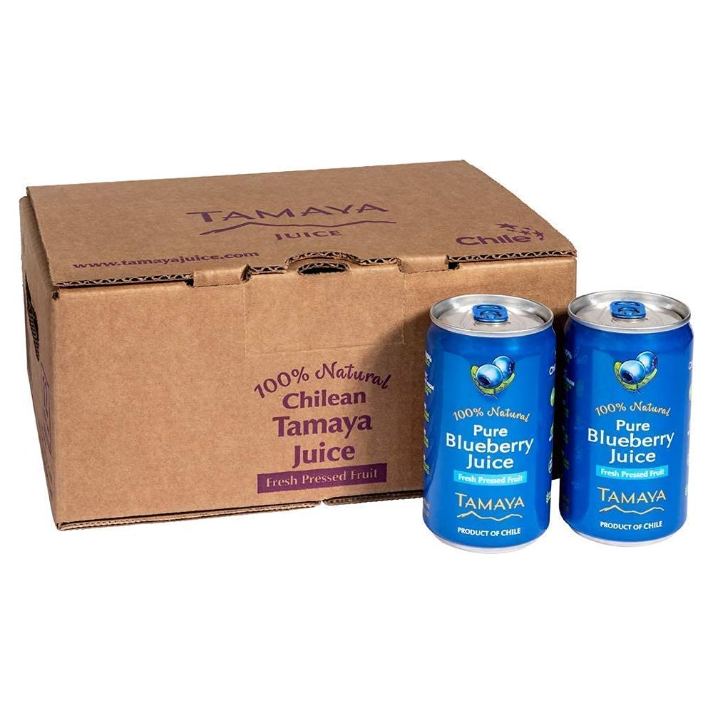 Tamaya Blueberry Juice  Pure Blueberries Fresh Pressed With No Sugar Added  Delicious Refreshing Juice  No Gluten Vegan Friendly  No Water Mix Not From Concentrate 675 Fl Oz Mini Cans Pack of 12 Chile