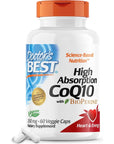 Doctor's Best High Absorption CoQ10 with BioPerine Gluten Free Naturally Fermented Vegan, Heart Health and Energy Production 200 mg 60 Veggie Caps, White