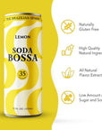 Soda Bossa Sparkling Healthy Soda Lemon Flavor LowCalorie Gluten Free  NonGMO GuiltFree  Hydrating Sparkling Soda Drink  Natural Soda  Craft Soda 812 FL OZ CansBox Pack of 1 Box