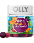 OLLY Kids Multivitamin + Probiotic Gummy, Digestive and Immune Support, Vitamins A, D, C, E, B, Zinc, Chewable Supplement, Berry, 35 Day Supply - 70 Count