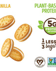 Lenny  Larrys The Complete Cremes Sandwich Cookies Vanilla Vegan 5g Plant Protein 6 Cookies Per Pack Box of 12