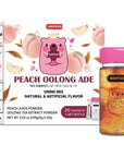 KAYFOOD Peach Oolongade Premium Oolong Tea  Peach Juice Powdered Mix 20 stick packs 353oz with Gift Reusable Bottle Zero Sugar Oolong Wulong Blended Iced Hot Tea Ade Healthy support Drinkmix Peach Oolong Ade