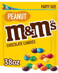 M&M'S Peanut Milk Chocolate Candy, Super Bowl Chocolates Party Size, 38 oz Bag