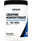 Nutricost Creatine Monohydrate Micronized Powder 500G, 5000mg Per Serv (5g) - Micronized Creatine Monohydrate, 100 Servings