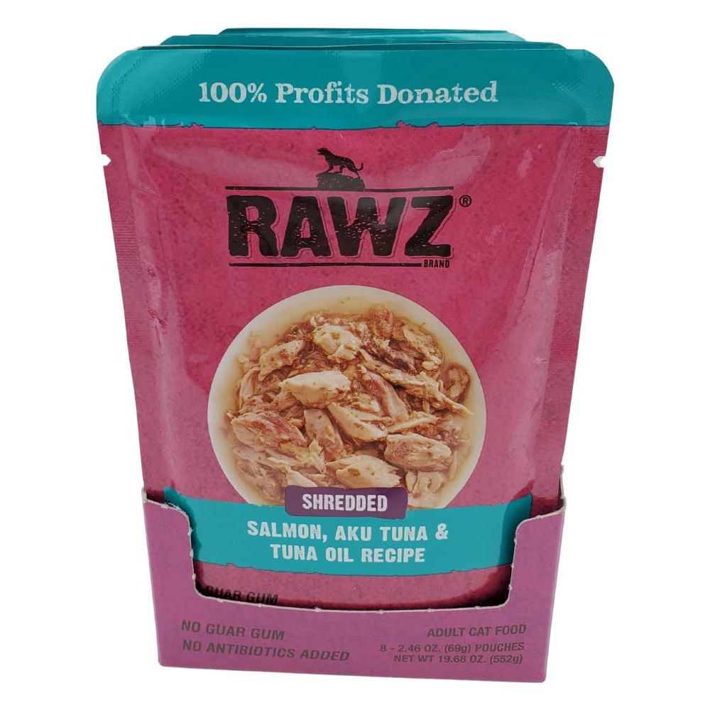 RAWZ Shredded Salmon Aku Tuna  Tuna Oil Recipe 8246 oz Pouches