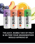 BUBALA Fruit Infused Seltzer Water Variety Pack Apple Grape Orange Peach 12 Fl Oz Pack of 8