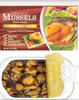 Generic Smoked Mussels Fancy Whole Hand  Packed in Oil Naturally Wood Smoked NET WT 3 OZ 85 g Ready to Eat BPA Free No Preservatives All Natural Ingredients