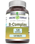 Amazing Formulas Vitamin B Complex with 11 Key Nutrients | 120 Tablets Supplement | Vitamin B1, B2, B3, B6, B12, Folic Acid, Biotin, Choline, Inositol, PABA