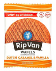 Rip Van WAFELS Dutch Caramel & Vanilla Stroopwafels, Healthy Non GMO, Low Calorie / Sugar Office Snacks, Keto Friendly, (3g), 12 Count (Packaging May Vary)