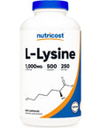 Nutricost L-Lysine 1000mg Per Serving, 250 Servings, 500 Capsules - Gluten Free, Non-GMO, 500mg Per Capsule