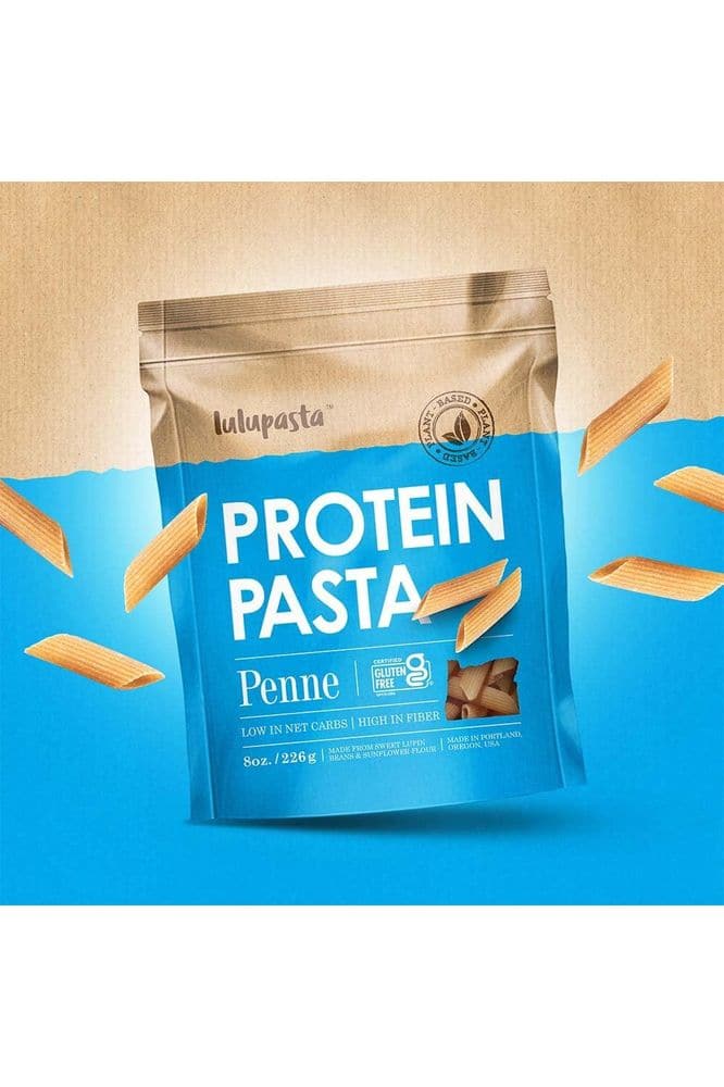 High Protein Pasta, 19g, Made with Lupin Flour &amp; Sunflower Flour, 4g Net Carb, Gluten Free, Keto Pasta, Low Carb Pasta, Lupin Pasta by lulupasta (Penne, 1 Pack)